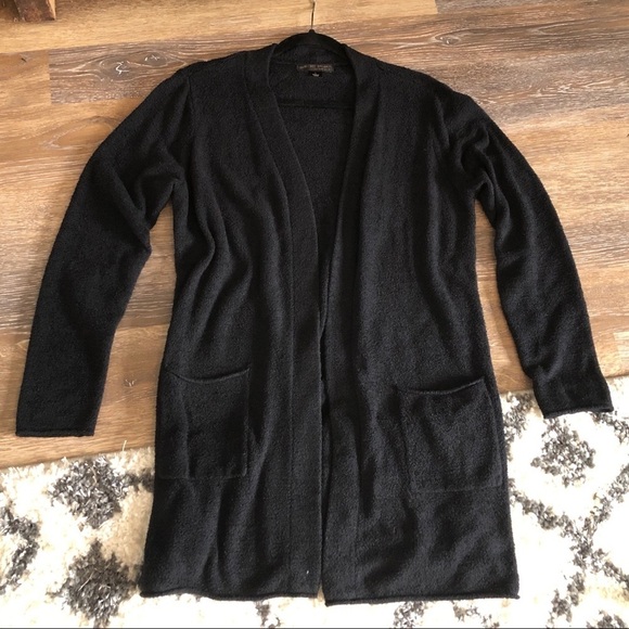 Barefoot Dreams CozyChic Lite Black Cardigan Sweater Women Size L Open Longline - Picture 12 of 12